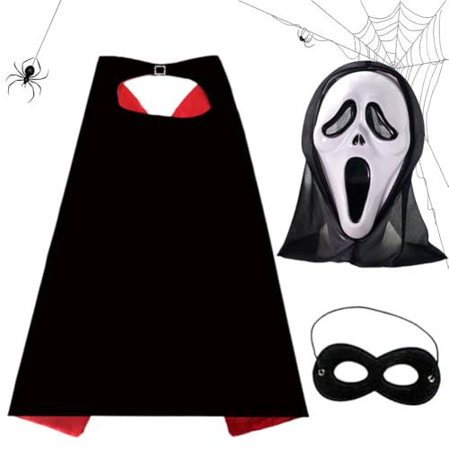Halloween Vampir Kostüm,Halloween Umhang Schwarz,Halloween Vampir Umhang Kinder,Halloween Maske, Halloween Kostüm Mit Schädelmaske,Halloween Gruselige Maske Halloween Kostüm Party Cosplay Requisiten ( Halloween Vampir Kostüm,Halloween Umhang Schwarz,Halloween Vampir Umhang Kinder,Halloween Maske, Halloween Kostüm Mit Schädelmaske,Halloween Gruselige Maske Halloween Kostüm Party Cosplay Requisiten ( von QYEHF