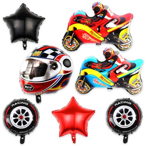 Motocross ballon,Motorrad Deko Luftballons, 7PCS Motocross Geburtstag,Rennauto Geburtstag Deko,Motorrad Junge Dekoration Renn-Auto Luftballon Set von QYEHF