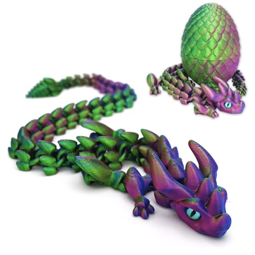 QYEHF 3D Druck Drache, Beweglicher 3D Gedruckter Drache, 30CM Drachen mit Augen, Geheimnisvolle Realistische Drachen Figuren, Ewegliche Gelenke Kristall Drachen Deko Schreibtisch von QYEHF