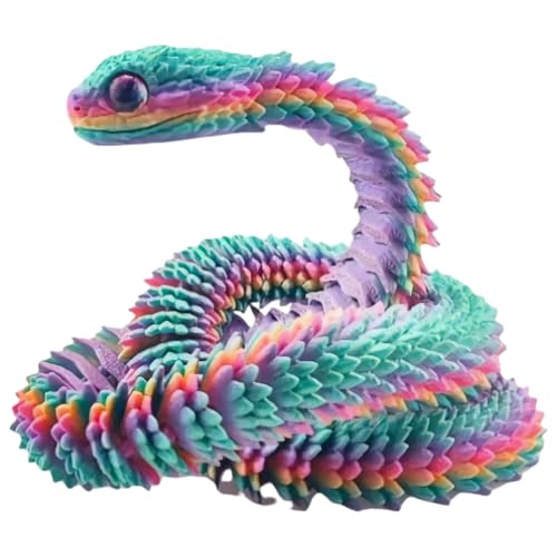 QYEHF 3D Schlange, 3D Gedruckte Schlange, Ostern 3D Gedrucktes Drachenei Schlangeneier, 3D Gedruckte Tiere für Kinder Geschenke Schreibtisch Wohnkultur (60cm,Bonbon) von QYEHF