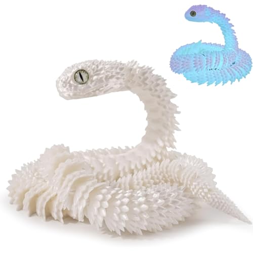 QYEHF 3D Schlange, 3D Gedruckte Schlange, Ostern 3D Gedrucktes Drachenei Schlangeneier, 3D Gedruckte Tiere für Kinder Geschenke Schreibtisch Wohnkultur (60cm,Schillernde) von QYEHF