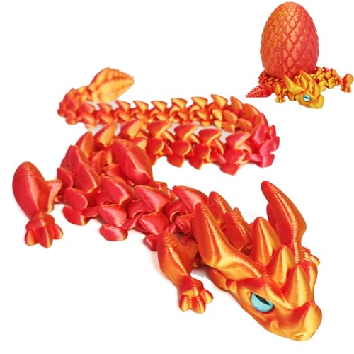 QYEHF Drachenei, 3D Gedruckter Beweglicher Drachen Spielzeug,Ostern Überraschungs Drachenei Figuren,Drachenei mit Drache für Geburtstag Halloween Weihnachten Ostern Festgeschenke (Rot und Gold) von QYEHF