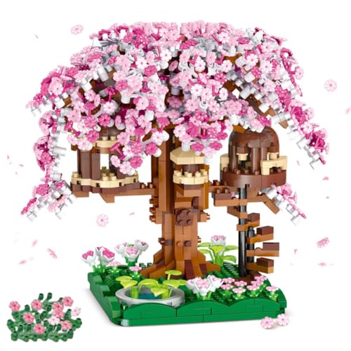 QYEHF Sakura Baum Bausteine Bausatz, 1109PCS Kirschblüte Baumhaus,Bonsai Baum Bausteine,DIY Japanische Kreatives Kollektion Deko Geschenk,Klemmbausteine Creative Geschenk,mit Geschenkbox von QYEHF