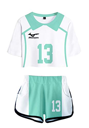QYIFIRST Anime Aoba Johsai High School Aobajousai Kunimi Akira Volleyball Club Jersey Cheerleaders Midriff-Baring top Exposed Nabel Nr.13 Cosplay Kostüm Blau Damen S QYIFIRST Anime Aoba Johsai High School Aobajousai Kunimi Akira Volleyball Club Jersey Cheerleaders Midriff-Baring top Exposed Nabel Nr.13 Cosplay Kostüm Blau Damen S von QYIFIRST