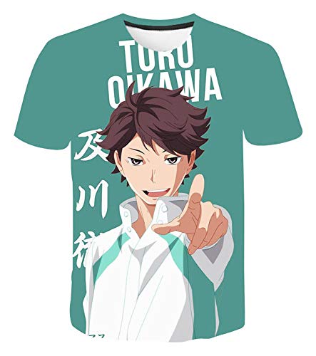 QYIFIRST Anime Aobajohsai High School Volleyball Club Oikawa Tooru Tee Shirt 3D Kurzarm T-Shirt Top Bluse Cosplay Kostüm Blau S (Chest 96cm) von QYIFIRST