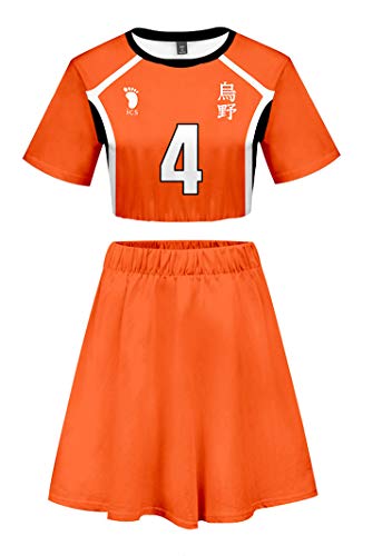 QYIFIRST Anime Karasuno High School Nishinoya Yuu Volleyball Club Jersey Midriff-Baring top Exposed Nabel Nr.4 Cosplay Kostüm Orange Damen S QYIFIRST Anime Karasuno High School Nishinoya Yuu Volleyball Club Jersey Midriff-Baring top Exposed Nabel Nr.4 Cosplay Kostüm Orange Damen S von QYIFIRST