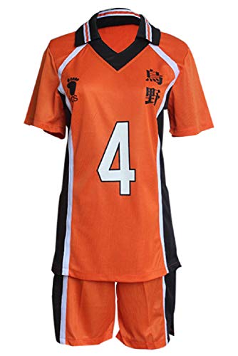 QYIFIRST Anime Karasuno High School Yu Nishinoya 1st Nr.4 Volleyball Club Jersey Trikot Cosplay Kostüm Orange XL von QYIFIRST