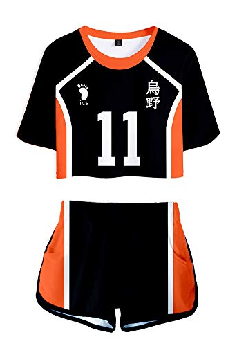 QYIFIRST Anime Karasuno Koukou High School Tsukishima Kei Jersey Set T-Shirt Shorts Suit Cheerleaders Nr.11 Cosplay Kostüm Damen Schwarz M QYIFIRST Anime Karasuno Koukou High School Tsukishima Kei Jersey Set T-Shirt Shorts Suit Cheerleaders Nr.11 Cosplay Kostüm Damen Schwarz M von QYIFIRST
