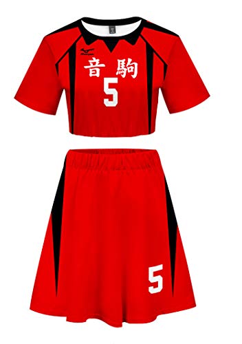 QYIFIRST Anime Nekoma High School Kozume Kenma Volleyball Club Jersey Midriff-Baring top Exposed Nabel Nr.5 Cosplay Kostüm Rot Damen S QYIFIRST Anime Nekoma High School Kozume Kenma Volleyball Club Jersey Midriff-Baring top Exposed Nabel Nr.5 Cosplay Kostüm Rot Damen S von QYIFIRST