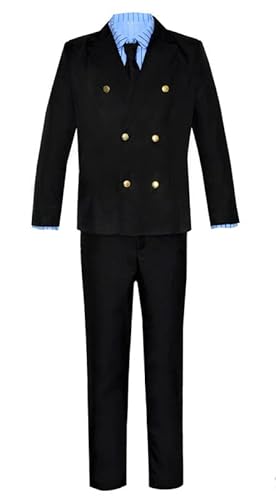 QYIFIRST Anime Sanji Vinsmoke Outfits Suit Fasching Cosplay Kostüm Schwarz-A Herren M von QYIFIRST