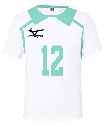 QYIFIRST Anime Tee Shirt 3D Kurzarm T-Shirt Aobajohsai High School Yuutarou Kindaichi NO.12 Top Bluse Cosplay Kostüm Blau/Weiß L (Chest 106cm) von QYIFIRST