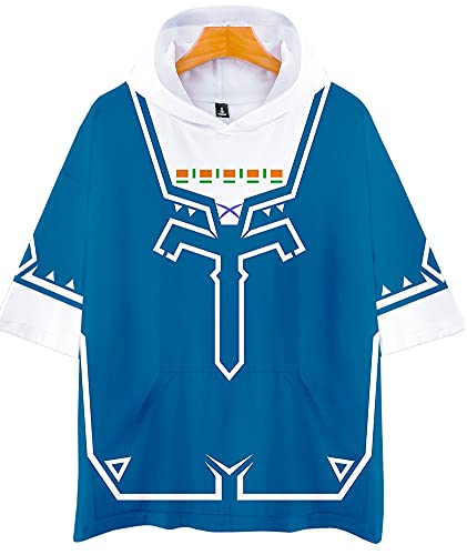 QYIFIRST Anime Zeruda no Densetsu Link Rinku Tee Shirt 3D Kurzarm T-Shirt Top Bluse Cosplay Kostüm Blau XXS (Chest 82cm) von QYIFIRST
