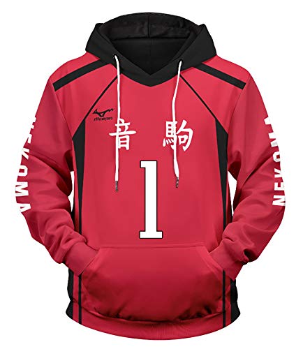 QYIFIRST Herren Damen Anime Kapuzenpullover Sweatshirt Nekoma High School Kuroo Tetsurou NO.1 Cosplay Kostüm Rot EU Size M QYIFIRST Herren Damen Anime Kapuzenpullover Sweatshirt Nekoma High School Kuroo Tetsurou NO.1 Cosplay Kostüm Rot EU Size M von QYIFIRST