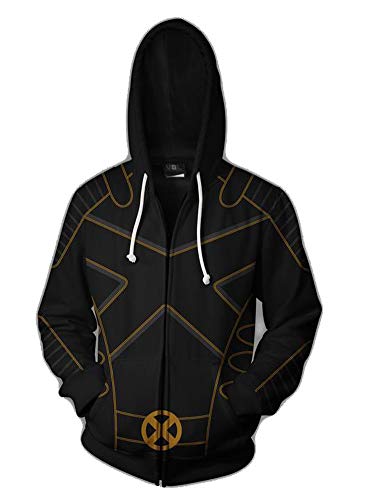 QYIFIRST Herren Damen Pullover Cartoon Mantel Logan Cosplay Kostüm Freizeit Printed Jacket Trenchcoat Schwarz 5XL (Chest 125cm) von QYIFIRST