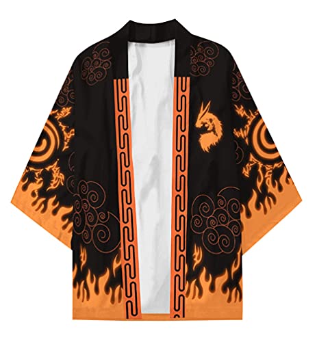 QYIFIRST Herren Damen Rinnegan rinn ne gann Eye of Six Paths Cardigan Cloak Cape Coat Kimono Cosplay Costume Orange M von QYIFIRST