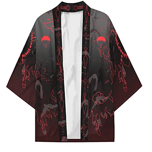 QYIFIRST Herren Damen Uchiha Clan Ichizoku uchiwa Strickjacke Umhang Mantel Kimono Cosplay Kostüm Schwarz L von QYIFIRST