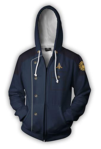 QYIFIRST Mantel Übergangsjacke Trek Cosplay Kostüm Freizeitjacke Sweatjacke Ladies Unisex Anime 3D Druck Sweat Jacket Blau-B XXL (Chest 116cm) von QYIFIRST