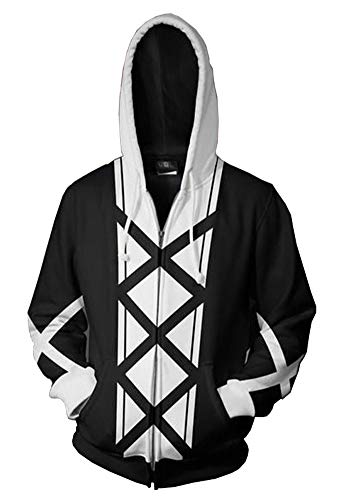 QYIFIRST Pullover Kurosaki Ichigo Cosplay Kostüm Kaputzen Jacke Streetwear Unisex Anime 3D Druck Jacket Sweatshirt Schwarz D XL (Chest 113cm) von QYIFIRST