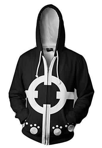 QYIFIRST Pullover Reißverschlussjacke Cartoon Mantel Bartholomew Kuma Cosplay Kostüm Herren Damen Jacke Trenchcoat Unisex Schwarz 4XL (Chest 122cm) von QYIFIRST