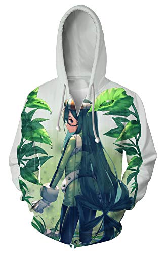 QYIFIRST Pullover Reißverschlussjacke Cartoon Mantel Hero Academia Asui Tsuyu FROPPY Cosplay Kostüm Herren Damen Jacke Trenchcoat Unisex Grün-B 4XL (Chest 122cm) von QYIFIRST