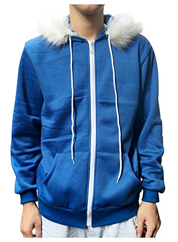 QYIFIRST Pullover Reißverschlussjacke Cartoon Mantel Knochen Cosplay Kostüm Herren Damen Jacke Trenchcoat Unisex Blau 4XL (Chest 122cm) von QYIFIRST