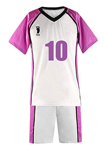 QYIFIRST Shiratorizawa Academy Volleyball Club Kenjirou Shirabu No.10 Jersey Set T-Shirt Shorts Suit Cosplay Kostüm Weiß M von QYIFIRST