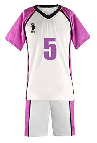 QYIFIRST Shiratorizawa Academy Volleyball Club Satori Tendou No.5 Jersey Set T-Shirt Shorts Suit Cosplay Kostüm Weiß M von QYIFIRST