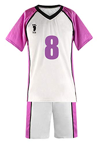 QYIFIRST Shiratorizawa Academy Volleyball Club Tsutomu Goshiki No.8 Jersey Set Volleyballverein Team Cosplay Kostüm Weiß XL von QYIFIRST