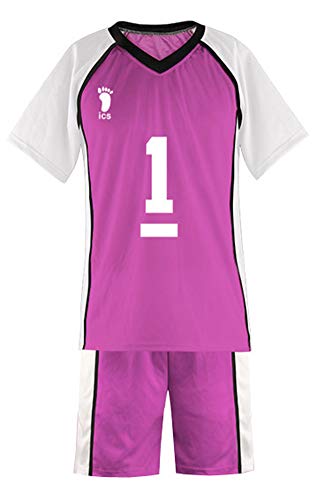 QYIFIRST Shiratorizawa Academy Volleyball Club Ushijima Wakatoshi No.1 Jersey Set T-Shirt Shorts Suit Cosplay Kostüm Lila S QYIFIRST Shiratorizawa Academy Volleyball Club Ushijima Wakatoshi No.1 Jersey Set T-Shirt Shorts Suit Cosplay Kostüm Lila S von QYIFIRST