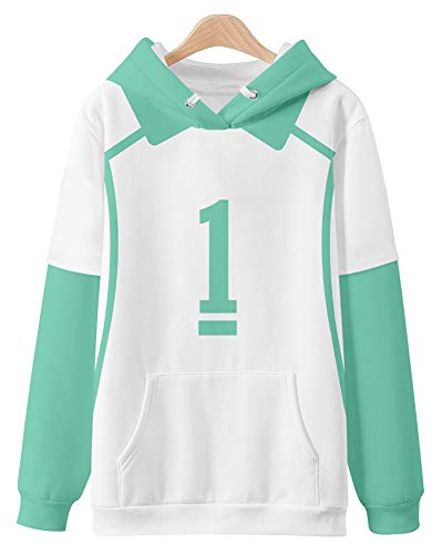 QYIFIRST Unisex 3D Druck Anime Kapuzenpulli Hoodie Aobajohsai High School Oikawa Tooru No.1 Cosplay Kostüm Adult Weiß L (Chest 110cm) von QYIFIRST