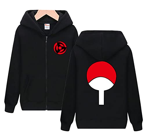 QYIFIRST Zip-Up Hoodie Uchiha Clan Uchiha Ichizoku uchiwa Langarm Sweatshirt Zipper Jacket Cosplay Kostüm Unisex Anime 3D Druck Jacket Schwarz S (Chest 100cm) von QYIFIRST