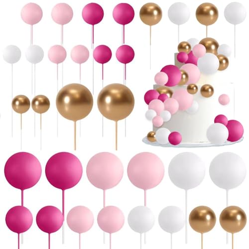 32PCS Kugel Cake Topper,DIY Kuchen Einlage Topper Geburtstag Kuchen Dekoration, für Valentinstag Hochzeit Bedarf Deko für Geburtstag,Rosa 32PCS Kugel Cake Topper,DIY Kuchen Einlage Topper Geburtstag Kuchen Dekoration, für Valentinstag Hochzeit Bedarf Deko für Geburtstag,Rosa von QYJMLH