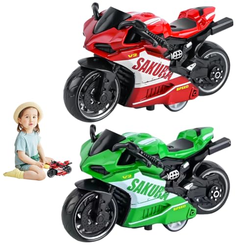 QYJMLH 2PCS Legierung Motorrad Spielzeug,Simulation Motorrad Modell,für Freunde und Kinder, Lernspiel, Geburtstagsfeier Geschenk, für Kinder Spielzeug Weihnachtsgeburtstagsfeier Geschenke-5 * 9 * 6CM von QYJMLH
