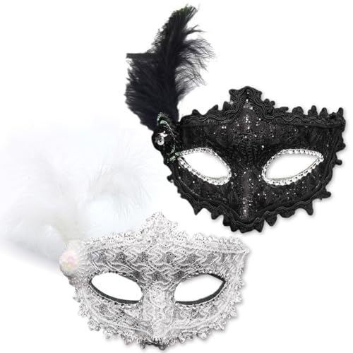 QYJMLH Damen Federmaske Maskerade Maske, Mardi Gras Deecorations Venezianische Masken, Gesichtsmaske Karneval, Fasching, Halloween, Maskenball, Kopfschmuck mit Feder QYJMLH Damen Federmaske Maskerade Maske, Mardi Gras Deecorations Venezianische Masken, Gesichtsmaske Karneval, Fasching, Halloween, Maskenball, Kopfschmuck mit Feder von QYJMLH