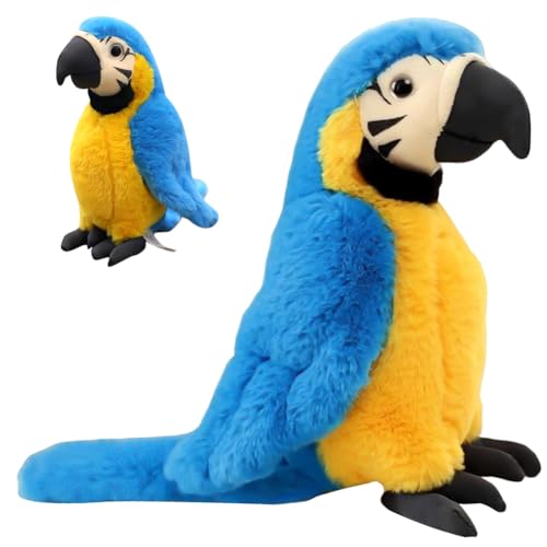 QYJMLH Plüschtier Papagei Stofftier, 25cm Papagei Stoffpuppe,Stoffvogel Papageienvogel, Plüschkissen Weiches Spielzeug Wurfkissen Schmusetier Geschenk für Kinder Fotografie-Requisiten (Blau) von QYJMLH