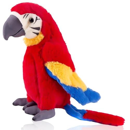 QYJMLH Plüschtier Papagei Stofftier, 30cm Papagei Stoffpuppe,Stoffvogel Papageienvogel, Plüschkissen Weiches Spielzeug Wurfkissen Schmusetier Geschenk für Kinder Fotografie-Requisiten (Rot) von QYJMLH
