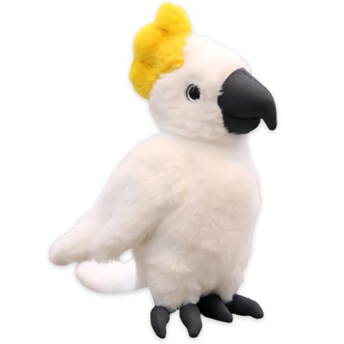 QYJMLH Plüschtier Papagei Stofftier, 25cm Papagei Stoffpuppe,Stoffvogel Papageienvogel, Plüschkissen Weiches Spielzeug Wurfkissen Schmusetier Geschenk für Kinder Fotografie-Requisiten (Weiß) von QYJMLH