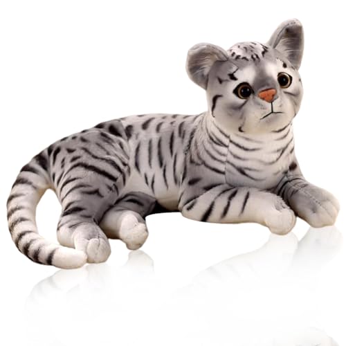 QYJMLH Schwarzer Streifen Katze Plüschtier,Katze Kuscheltier,Katze Puppe Gefüllte Lebensechte Katze Plüschtier Spielzeug Für Heimdekoration, Fotografie-Requisiten,30CM von QYJMLH