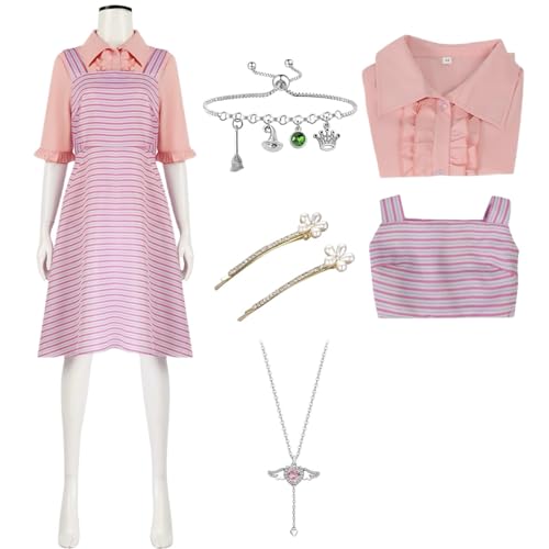 QYZ Glinda Kleid Cosplay rosa Anzug Wickedy Glinda Kostüm mit Perücke Zubehör Halloween Party Abendkleid (Rosa4, L) von QYZ