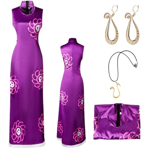 QYZ Hancock Cosplay Kostüm mit Perücke Schlangenohrringen Halskette Umhang Halloween Anime Kimonokleid komplettes Set (Purple, M) von QYZ