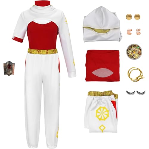 QYZ Woman4 Zombie Kostüm Novai Cosplay mit Ohrringen Perücke Armband Cheerleader Kostüm Halloween Mädchen Set (weiß, 110) von QYZ