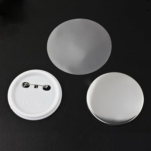 QZCX 100 Teile/Satz Kunststoff Blank Abzeichen Pin Button Teile Zubehör for Kleidung DIY Handwerk Materialien 58MM von QZCX