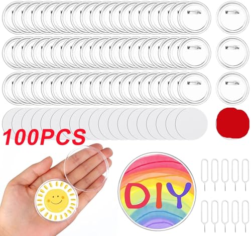 QZCX 100PCS Acryl Blank Button Pins Klar Abzeichen Kit mit Pin DIY Handwerk Liefert 37MM Abzeichen Pins DIY von QZCX
