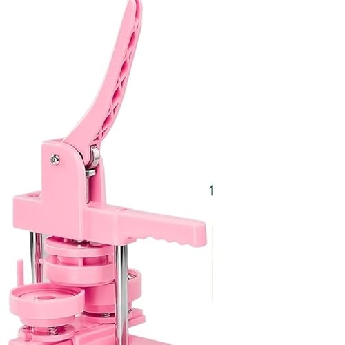 QZCX 3-in-1-Button-Maker-Maschine mit 100 Button-Teilen + Form in 3 Größen + Kreisschneider in 3 Größen(Pink) von QZCX