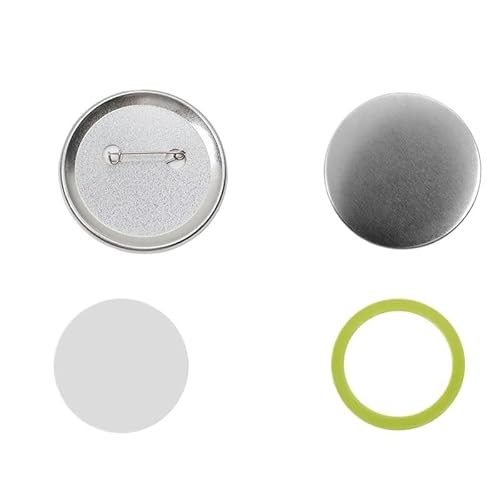 QZCX Blanko-Knopfherstellungszubehör, 100 Stück, 25 mm, runde Abzeichenteile, Kunststoff-/mattierte Anstecknadel-Set von QZCX