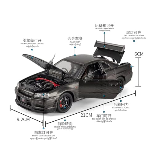 QZKUUELCA Maßstabgetreues Automodell 1:24 Maßstab Legierung Diecast Metall Automodell Für Nissan Skyline GTR R34 Miniatur Statische Erwachsene Sammlerstücke Hobby Miniatur Motorfahrzeug Modelle QZKUUELCA Maßstabgetreues Automodell 1:24 Maßstab Legierung Diecast Metall Automodell Für Nissan Skyline GTR R34 Miniatur Statische Erwachsene Sammlerstücke Hobby Miniatur Motorfahrzeug Modelle von QZKUUELCA