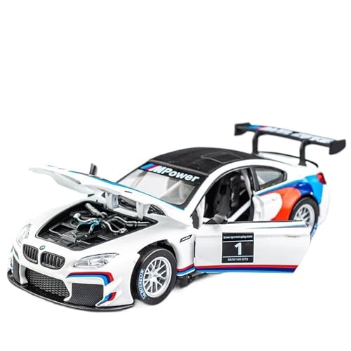 QZKUUELCA Maßstabgetreues Automodell 15 cm Maßstab Kraftfahrzeuge 1/32 for BMW M8 Rennmodell Pull Back Sportwagen for Modell Enthusiasten Miniatur Motorfahrzeug Modelle(White) von QZKUUELCA