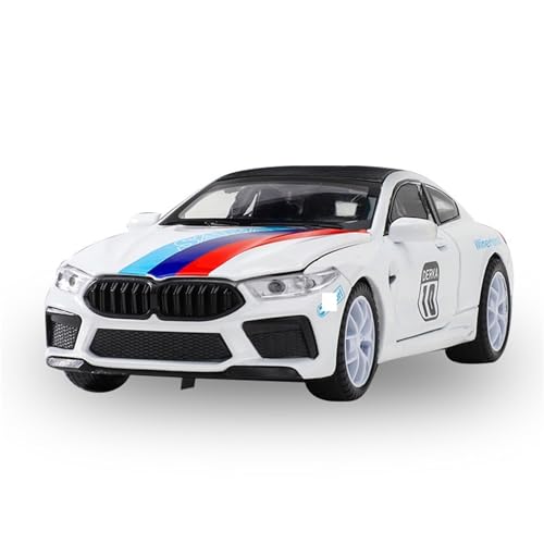 QZKUUELCA Maßstabgetreues Automodell 15 cm Maßstab Kraftfahrzeuge 1/32 for BMW M8 Rennmodell Pull Back Sportwagen for Modell Enthusiasten Miniatur Motorfahrzeug Modelle(White B) von QZKUUELCA