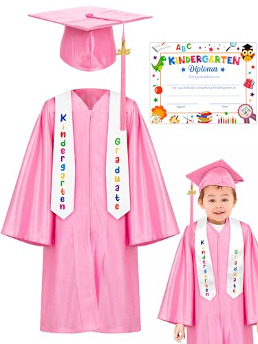 QZYL Kindergarten Graduation Cap and Gown, Uni Congrats Grade Outfit mit Quaste & Zertifikat für Vorschulkindergarten von QZYL