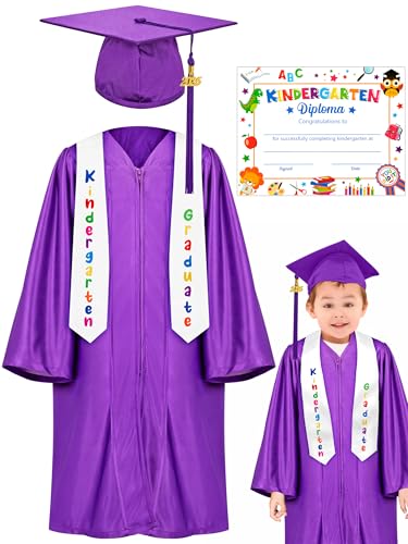 QZYL Kindergarten Graduation Cap and Gown, Unisex Congrats Grade Outfit mit Quaste Zertifikat für Kindergarten Zeremonie, Violett, 36 QZYL Kindergarten Graduation Cap and Gown, Unisex Congrats Grade Outfit mit Quaste Zertifikat für Kindergarten Zeremonie, Violett, 36 von QZYL